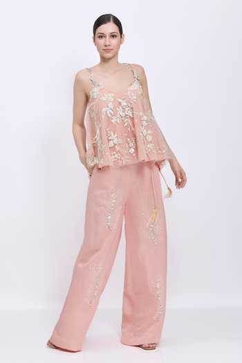 Dilnaz Sequin Ferns Hand Embroidered Palazzo