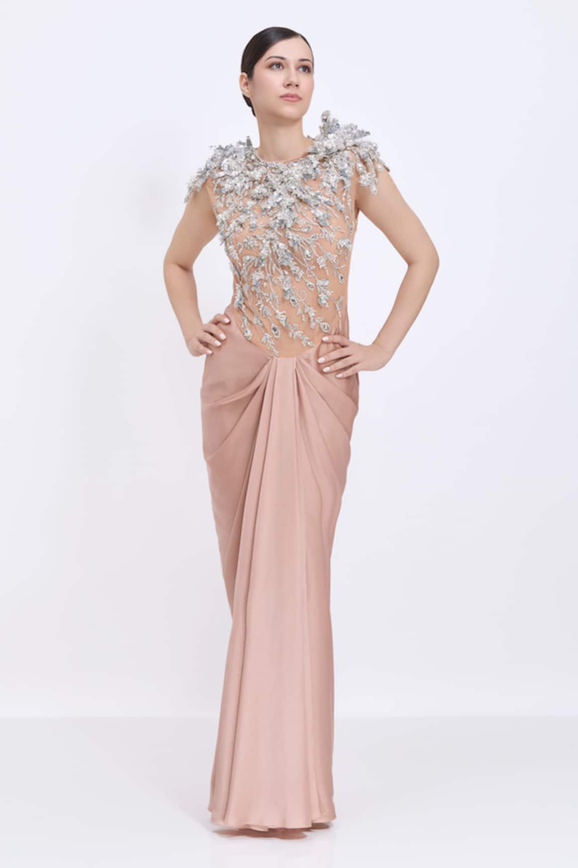 Dilnaz Embroidered Bodice Gown