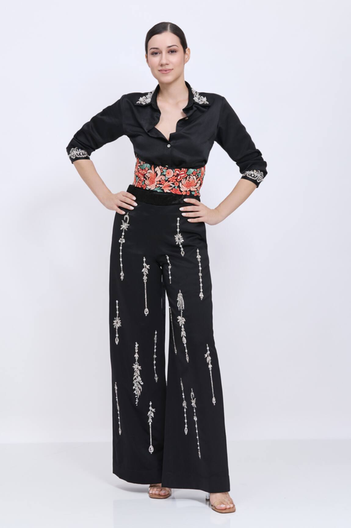 Dilnaz Chrysanthemum Embroidered Corset Belt 