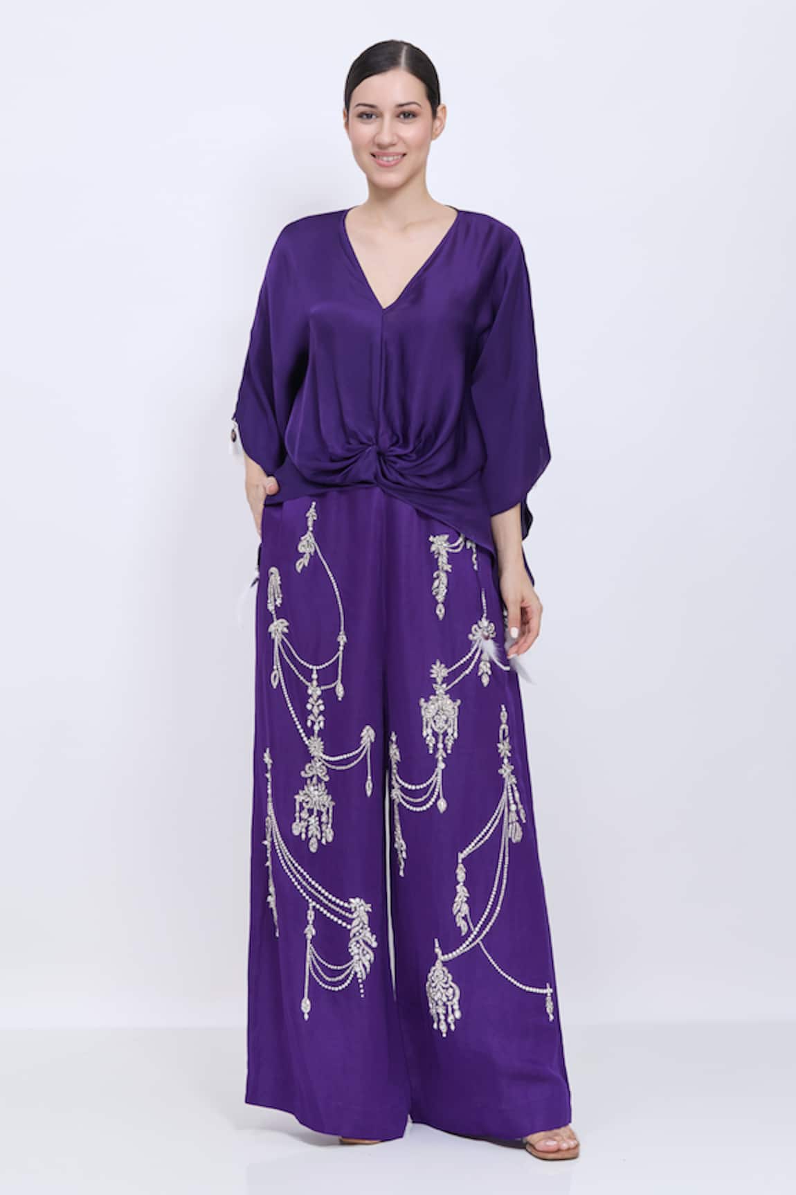 Dilnaz Hand Embroidered Pearl Palazzo