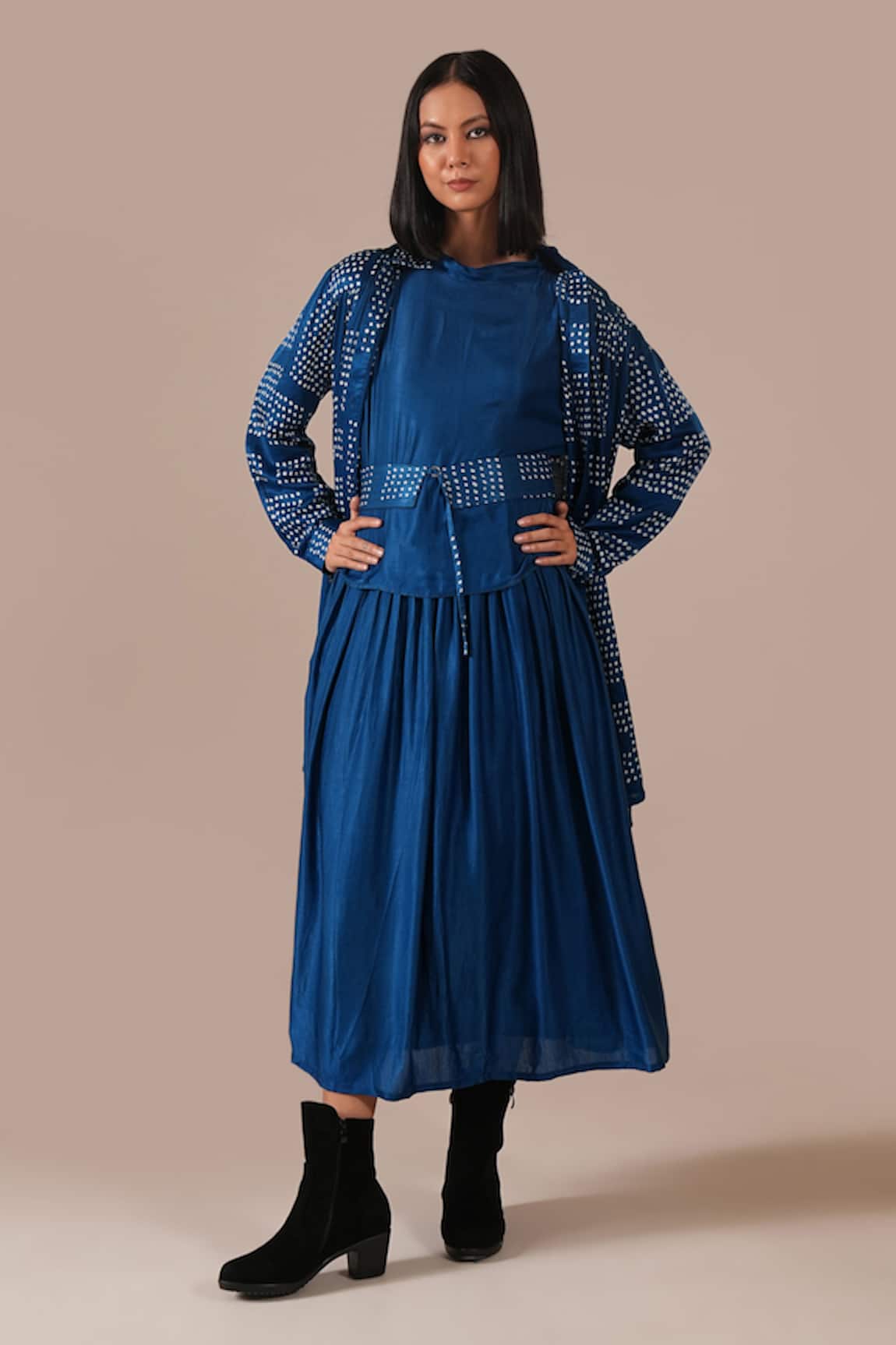 Indigo Dreams Bandhani Pattern Skirt Set