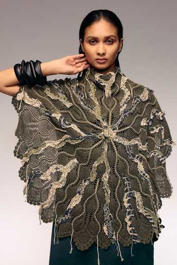 Kritika Murarka Cord Embroidered Crochet Cape 