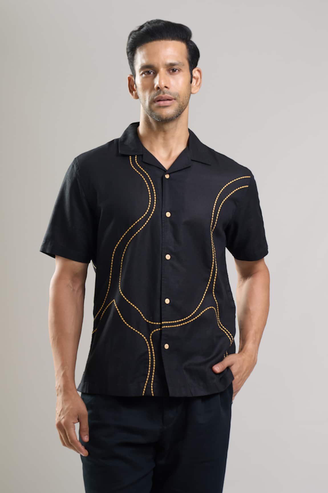 Aryavir Malhotra Kantha Embroidered Linen Cotton Shirt 