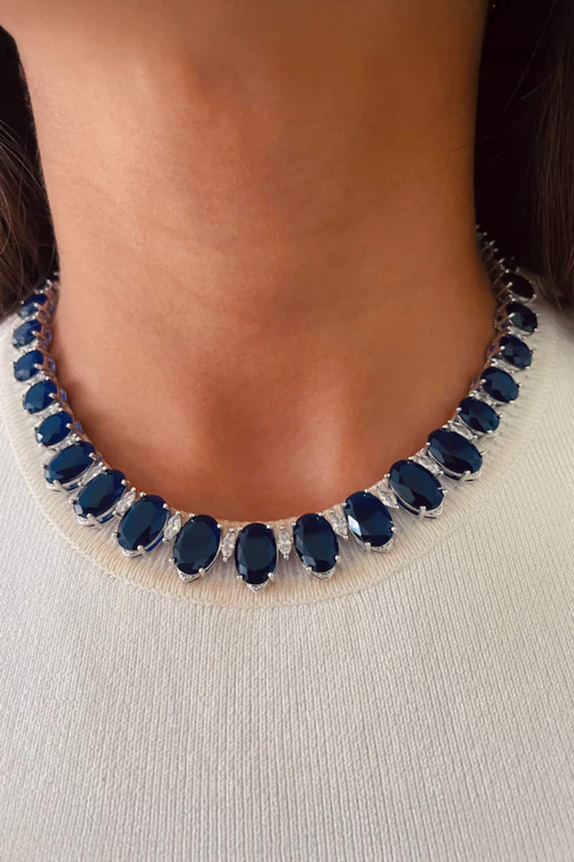 PRERTO Sapphire Necklace Set