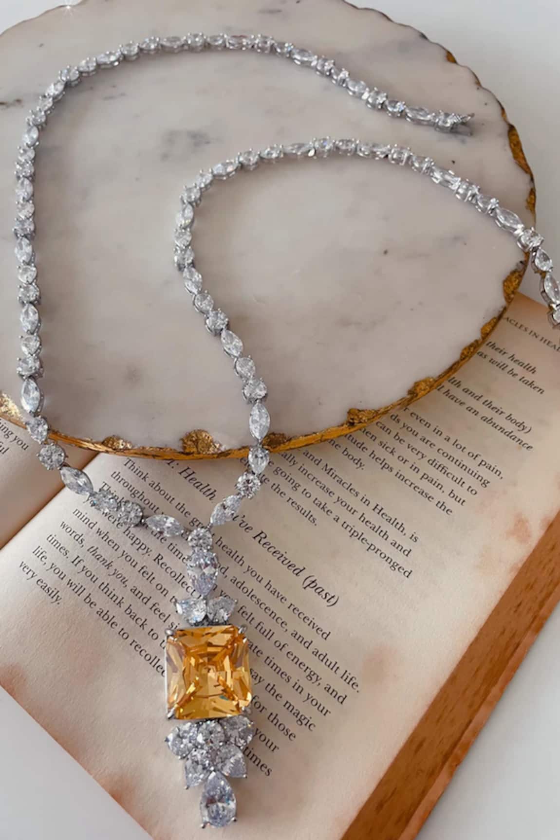 PRERTO Imitation Diamond Pendant Necklace Set