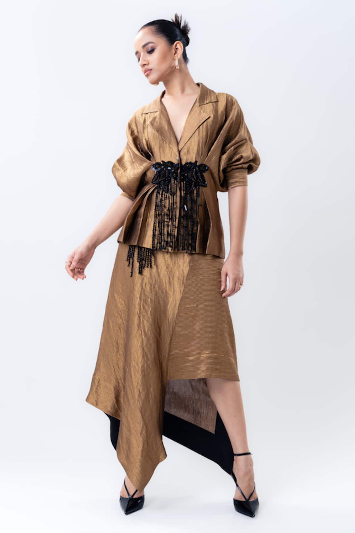 Nupur Kanoi Embroidered Peplum Top & Asymmetric Skirt Set