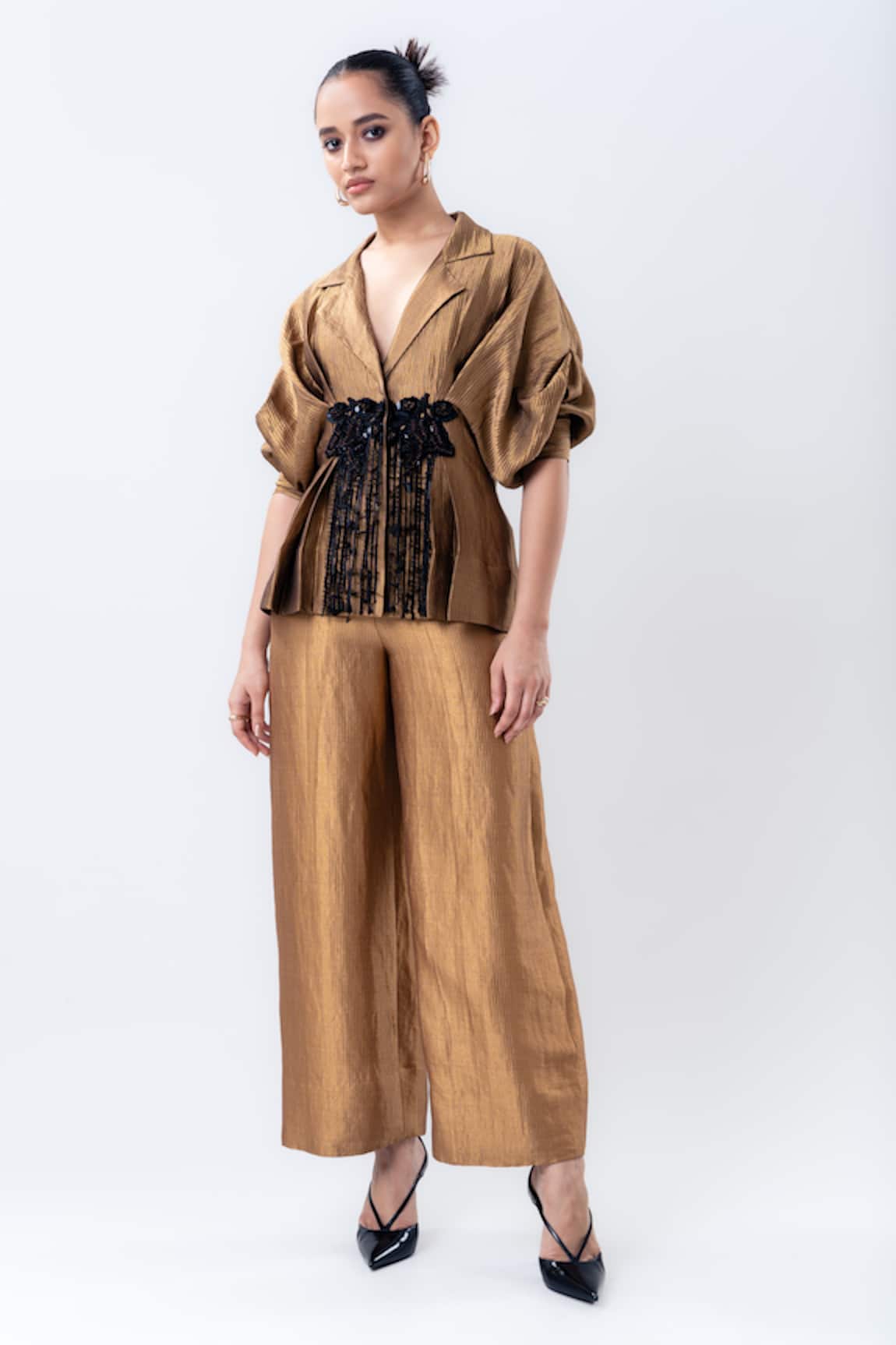 Nupur Kanoi Embroidered Peplum Top & Straight Pant Set