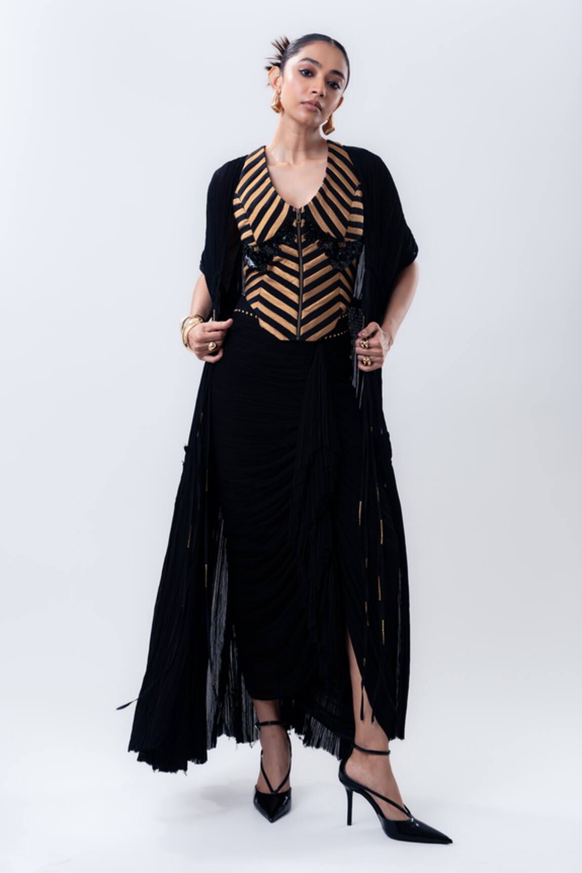 Nupur Kanoi Gathered Cape & Frill Skirt Set