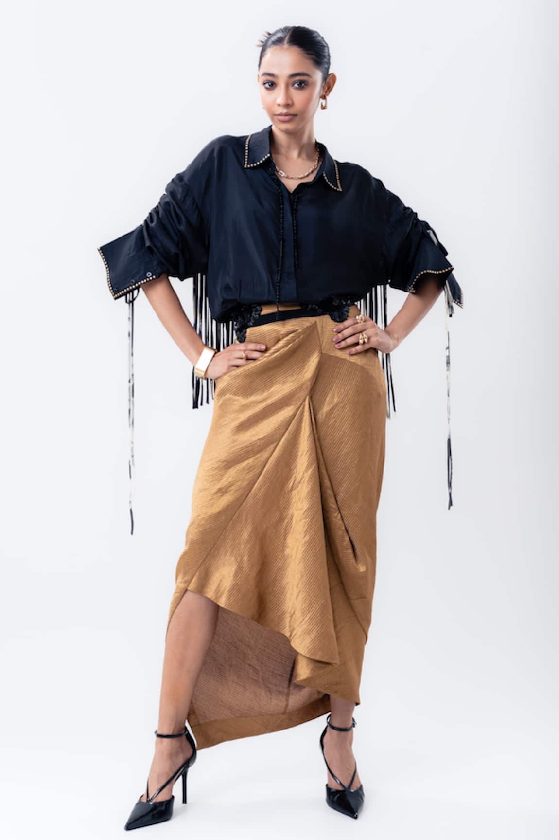 Nupur Kanoi Shirt & Banarasi Silk Aria Skirt Set