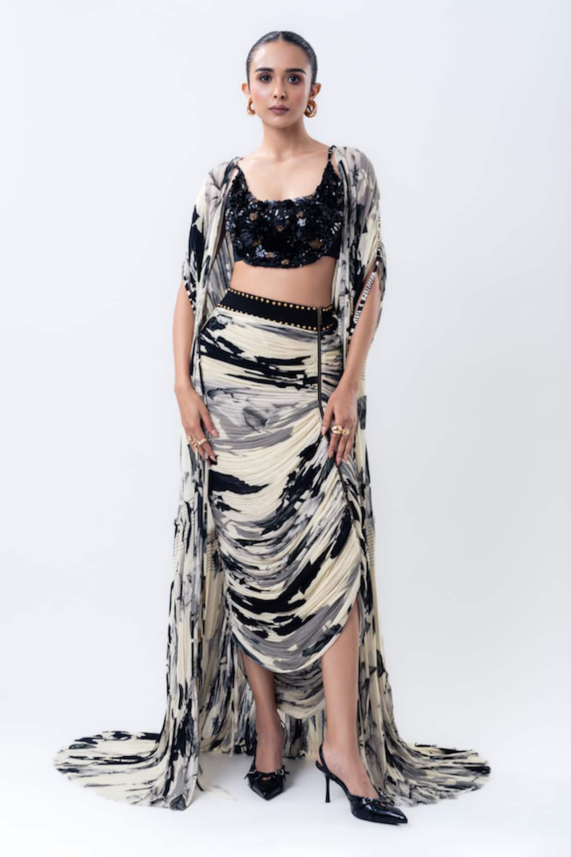 Nupur Kanoi Printed Gather Jacket & Skirt Set