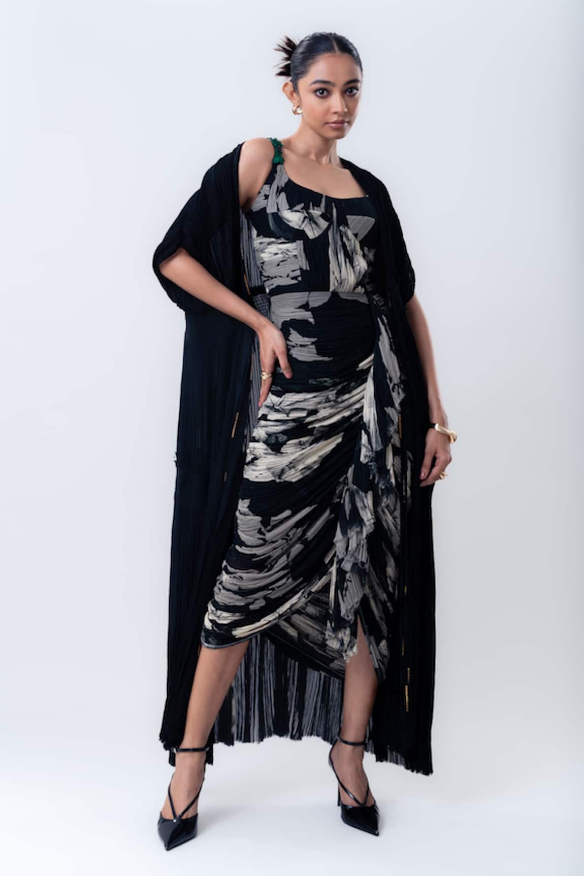 Nupur Kanoi Gathered Jacket With Draped Dress