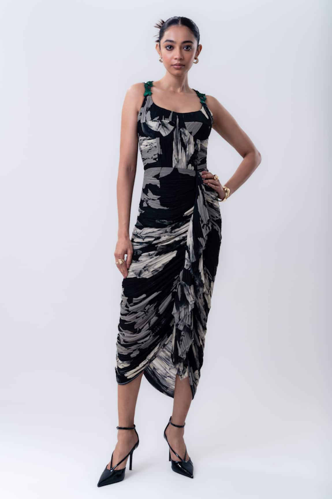 Nupur Kanoi Printed Gathered Bustier Dress