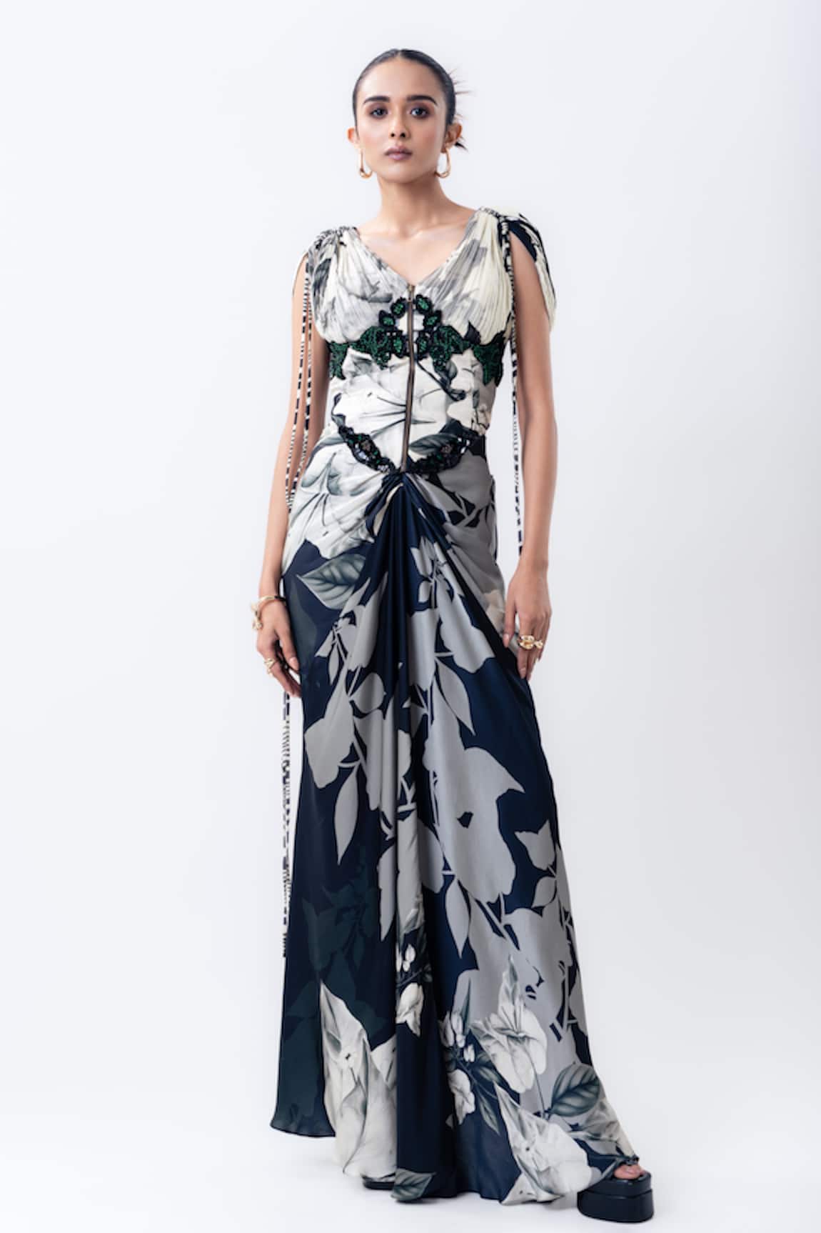 Nupur Kanoi Gather Corset & Printed Skirt Set