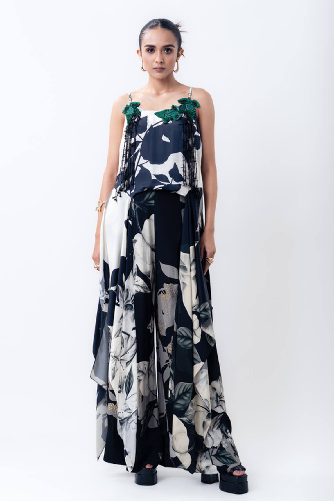 Nupur Kanoi Printed Drawstring Singlet Top With Pant