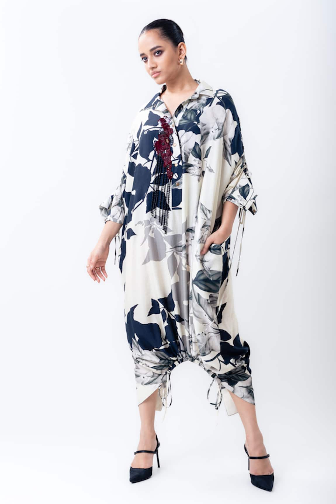 Nupur Kanoi Printed Drawstring Shirt Dress