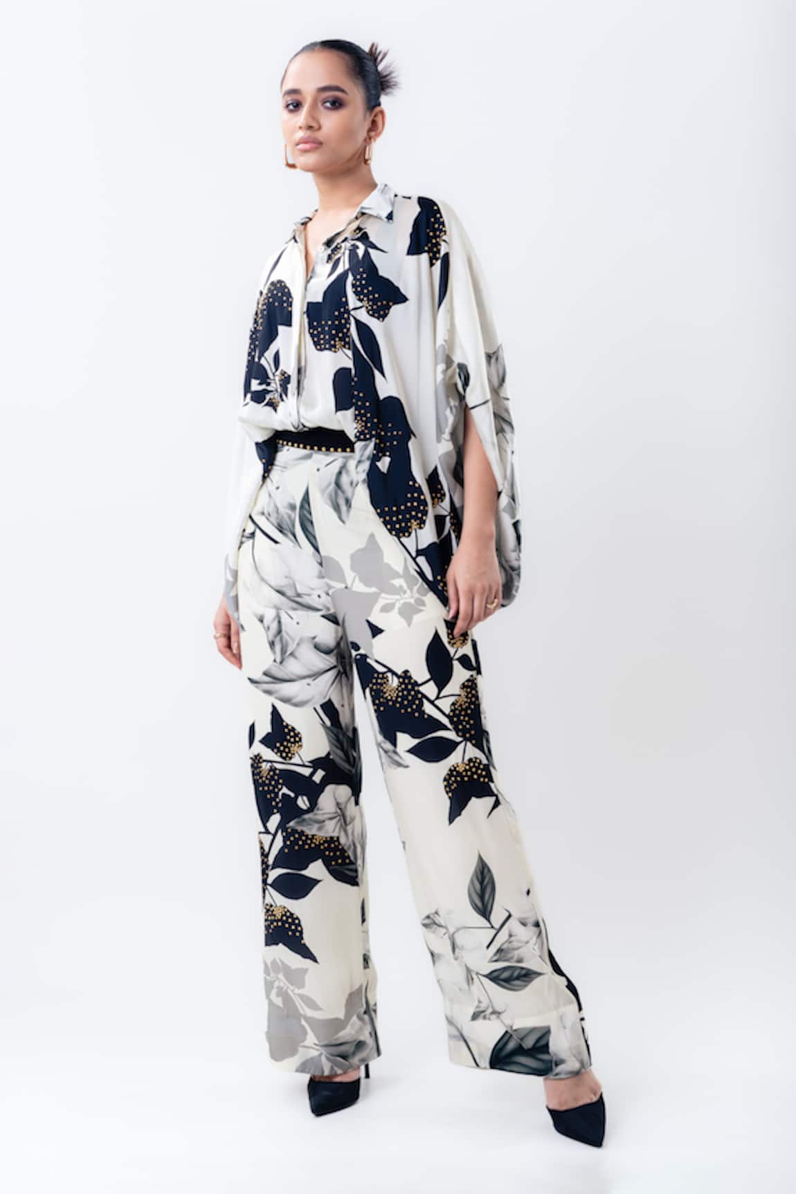 Nupur Kanoi Printed Studded Balloon Top With Pant