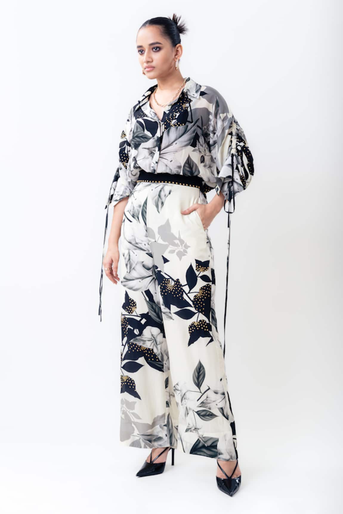 Nupur Kanoi Printed Studded Shirt With Pant