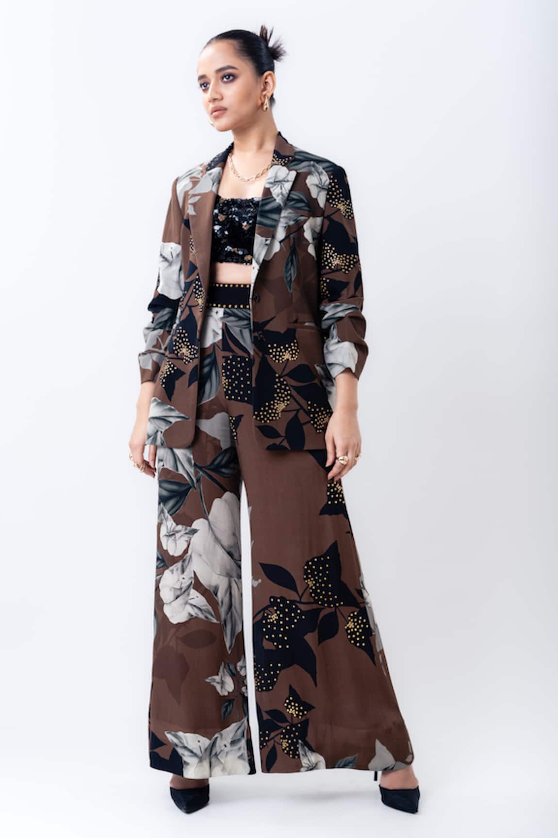 Nupur Kanoi Printed Studded Blazer & Pant Set