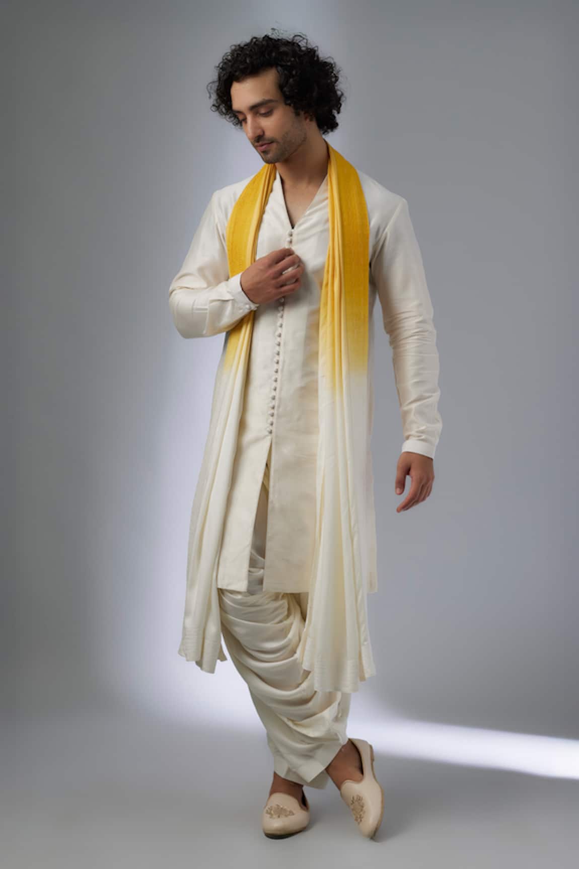 SALIL BHATIA Ivory Silk Chanderi Button-Down Kurta Set