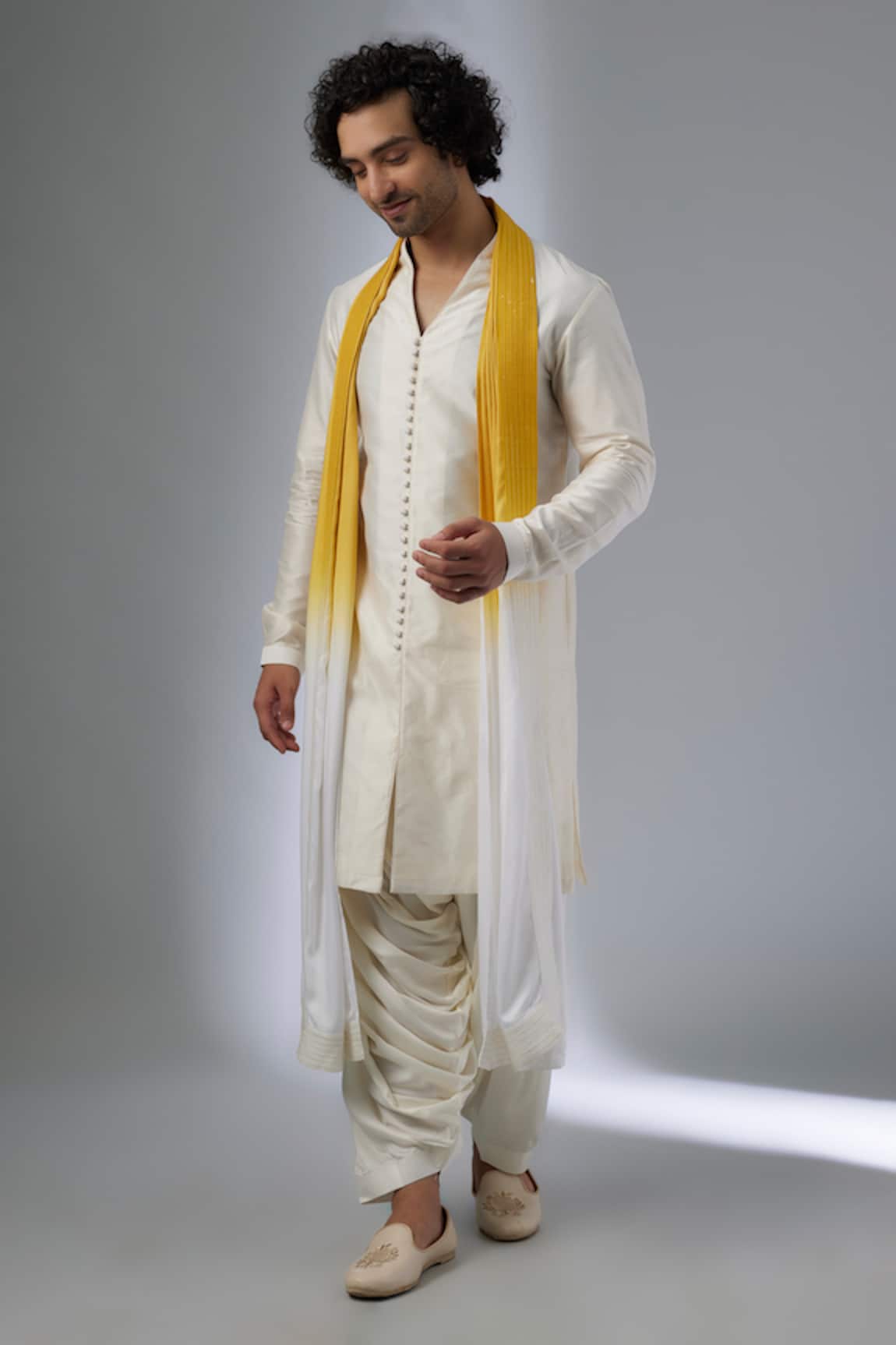 SALIL BHATIA Ivory Silk Chanderi Button-Down Kurta Set
