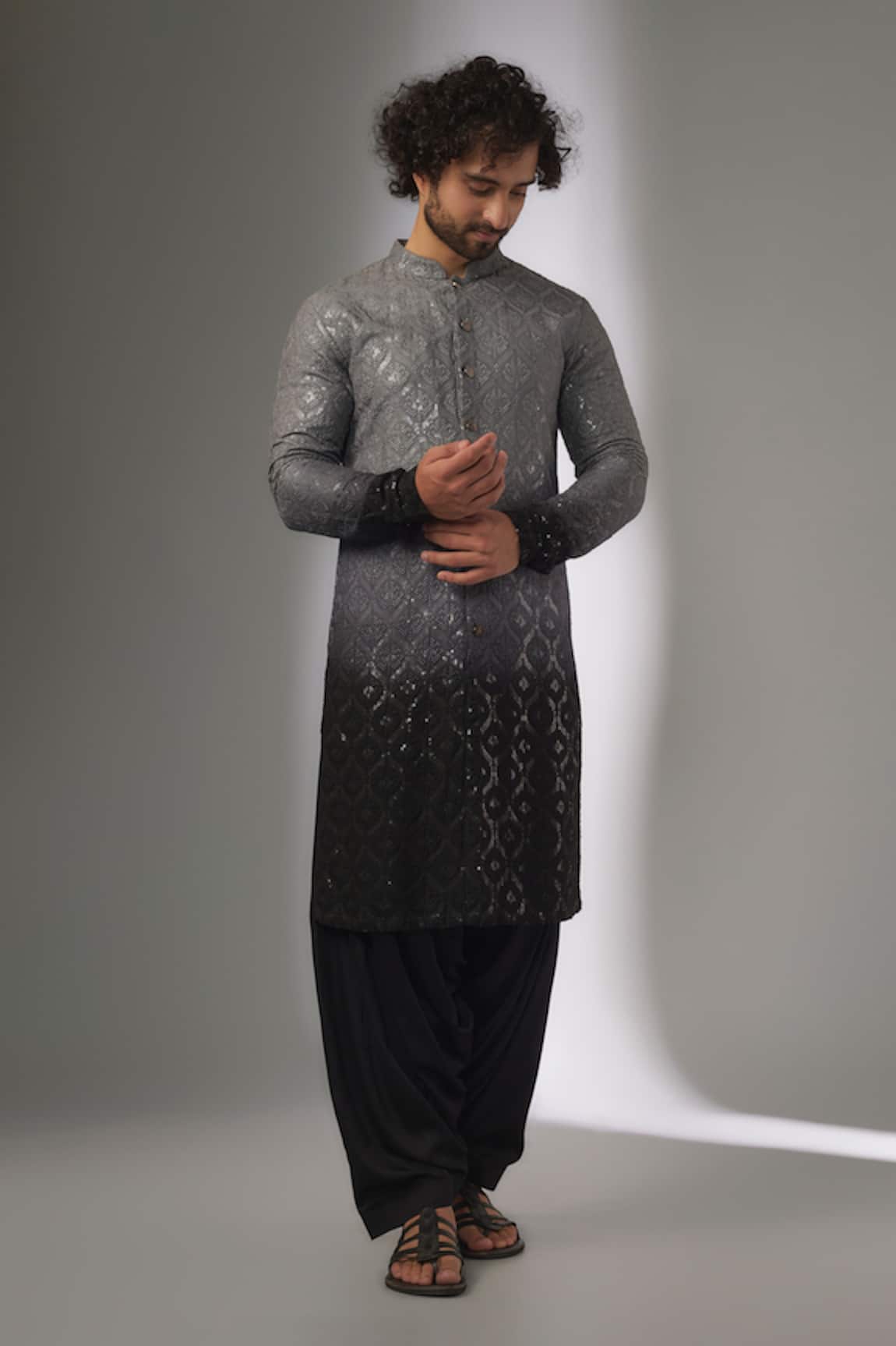 SALIL BHATIA Chakor Boota Embellished Ombre Kurta Set 