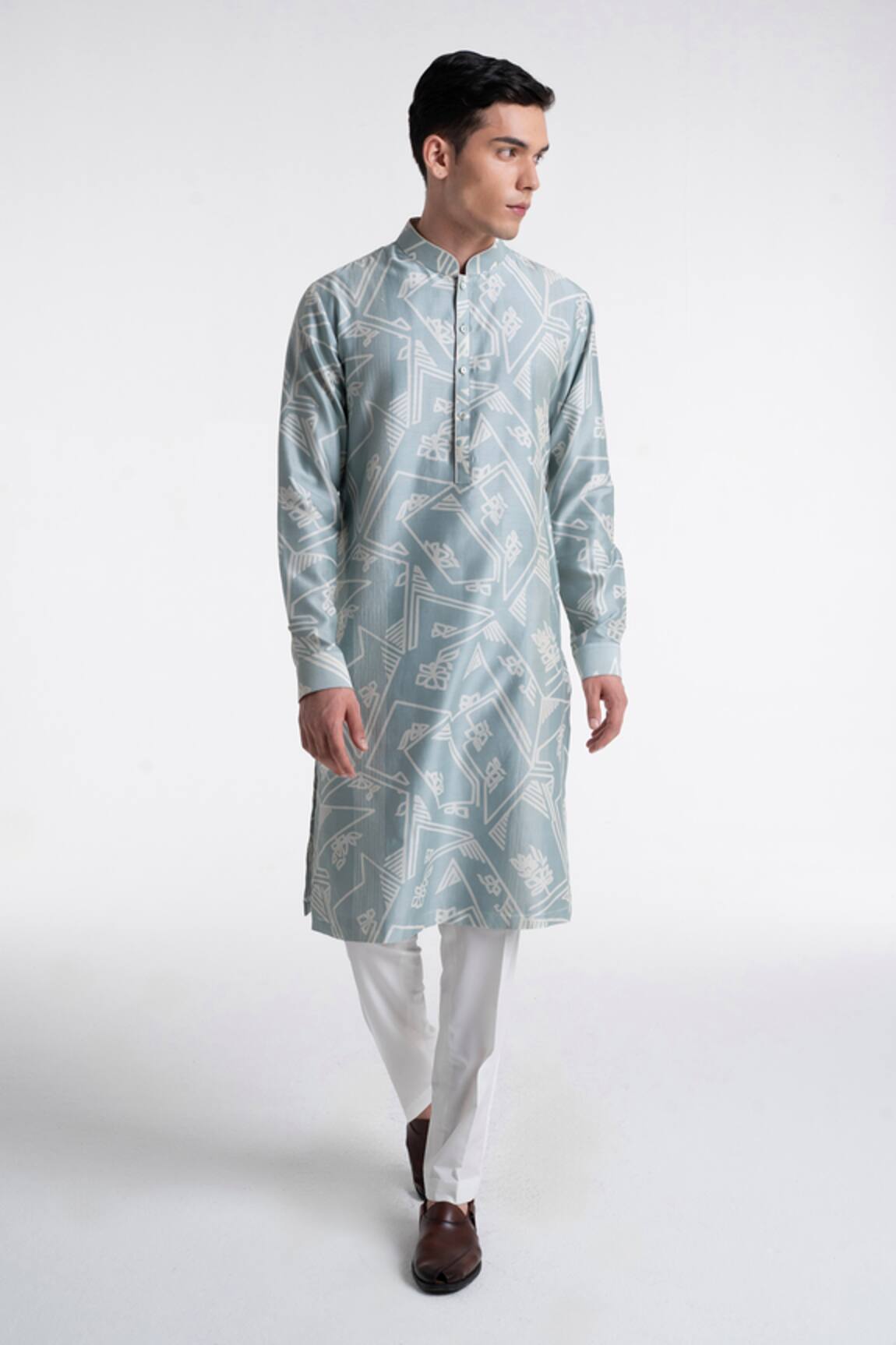 Dhruv Vaish Clasic Cut Printed Kurta Set