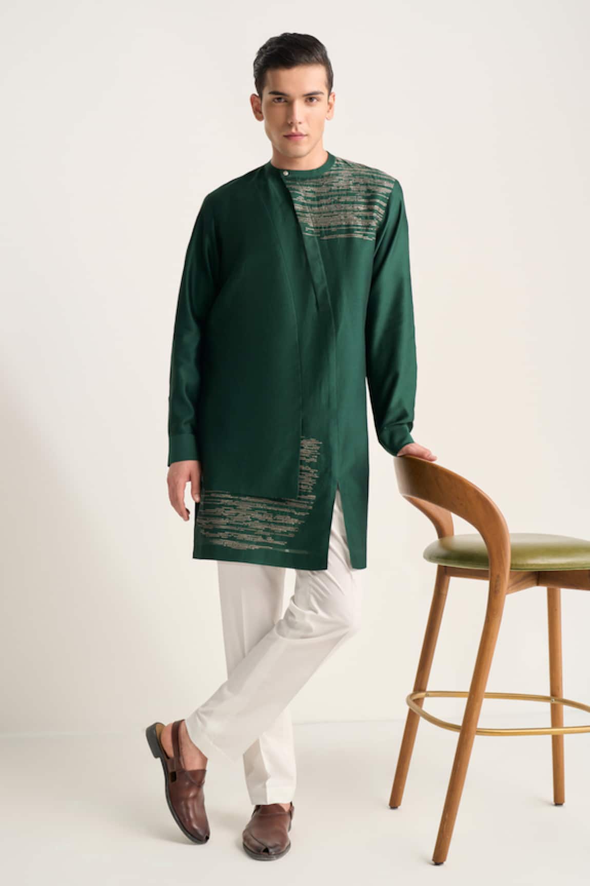 Dhruv Vaish Zari Embroidered Layered Kurta Set