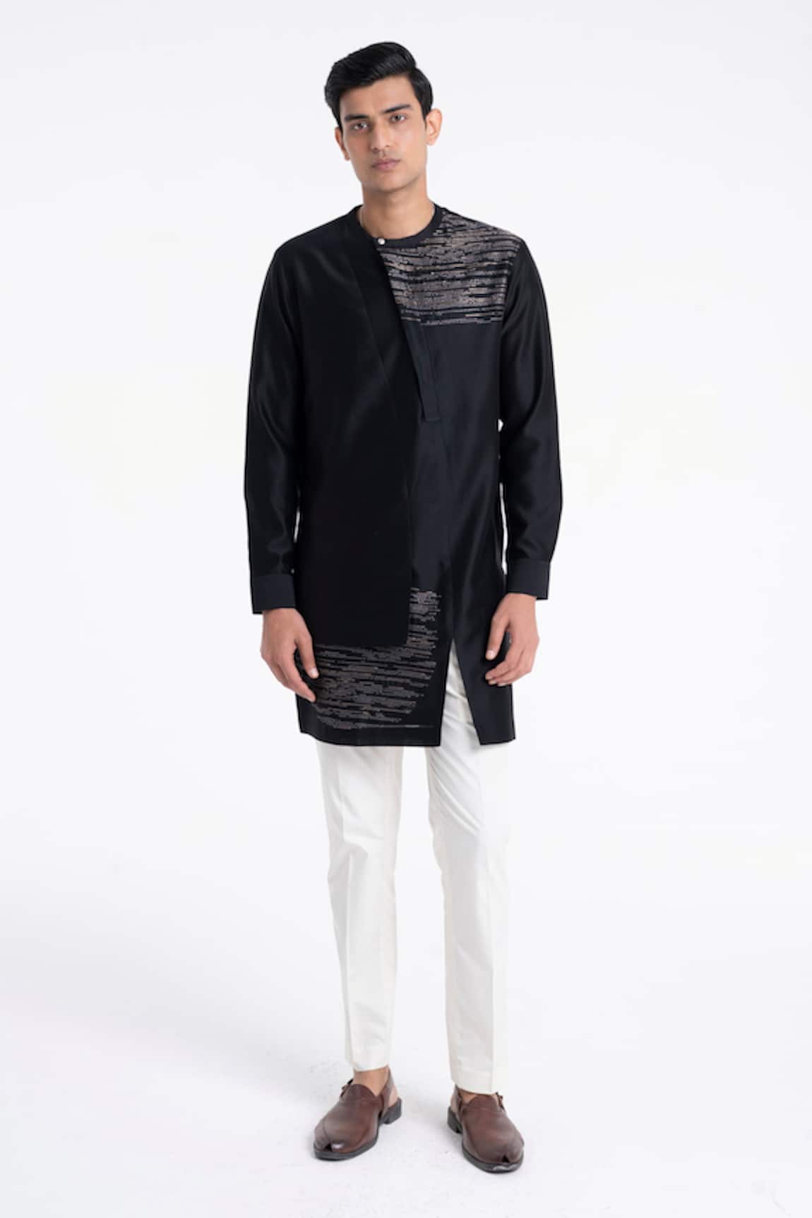 Dhruv Vaish Zari Embroidered Layered Kurta Set