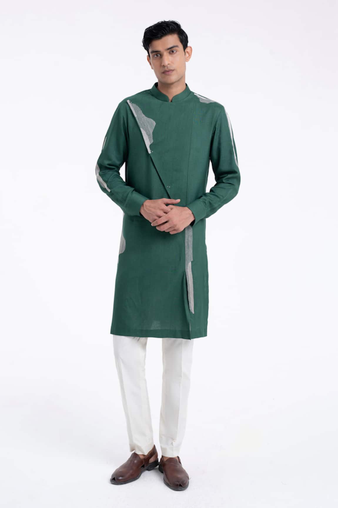 Dhruv Vaish Embroidered Cotton Silk Kurta Set
