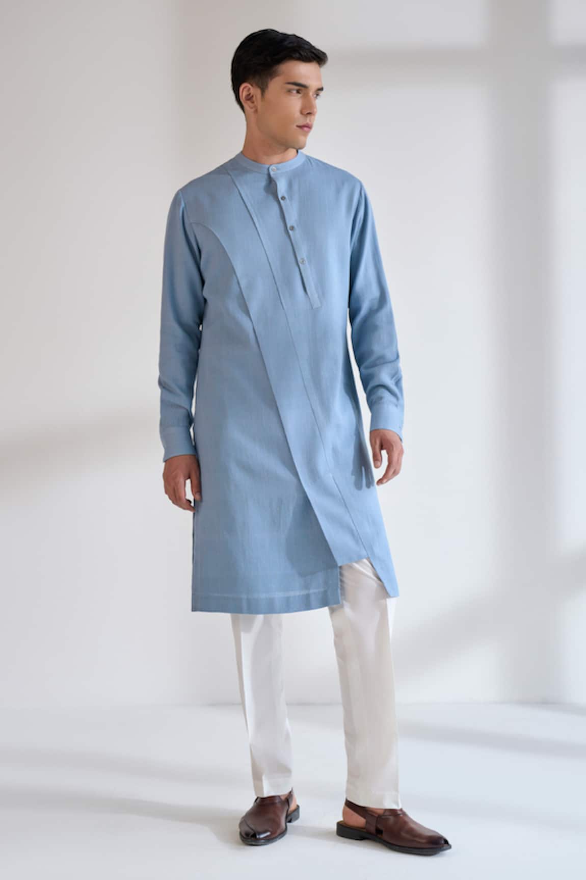 Dhruv Vaish Diagonal Curve Panel Kurta Set