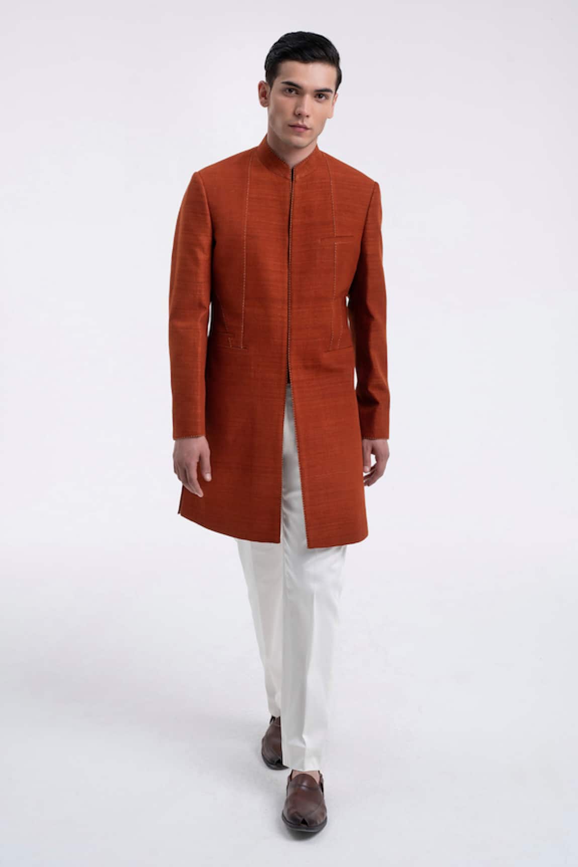 Dhruv Vaish Thread Detail Panel Sherwani Set 