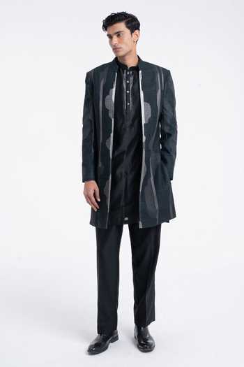 Dhruv Vaish Front Open Zari Embroidered Sherwani Set