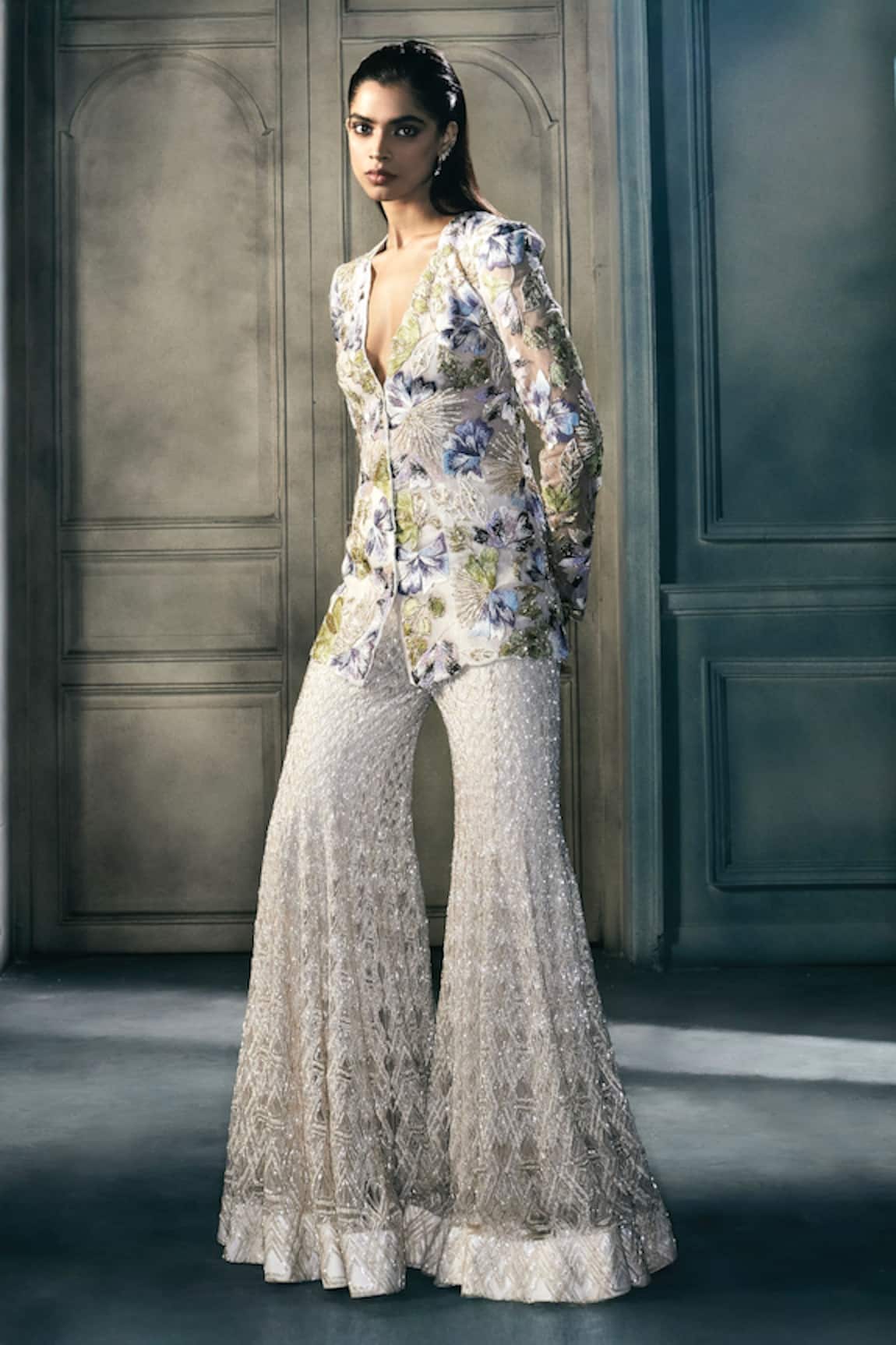 Ritika Mirchandani Gema Floral Thread Embroidered Kurta & Sharara Set