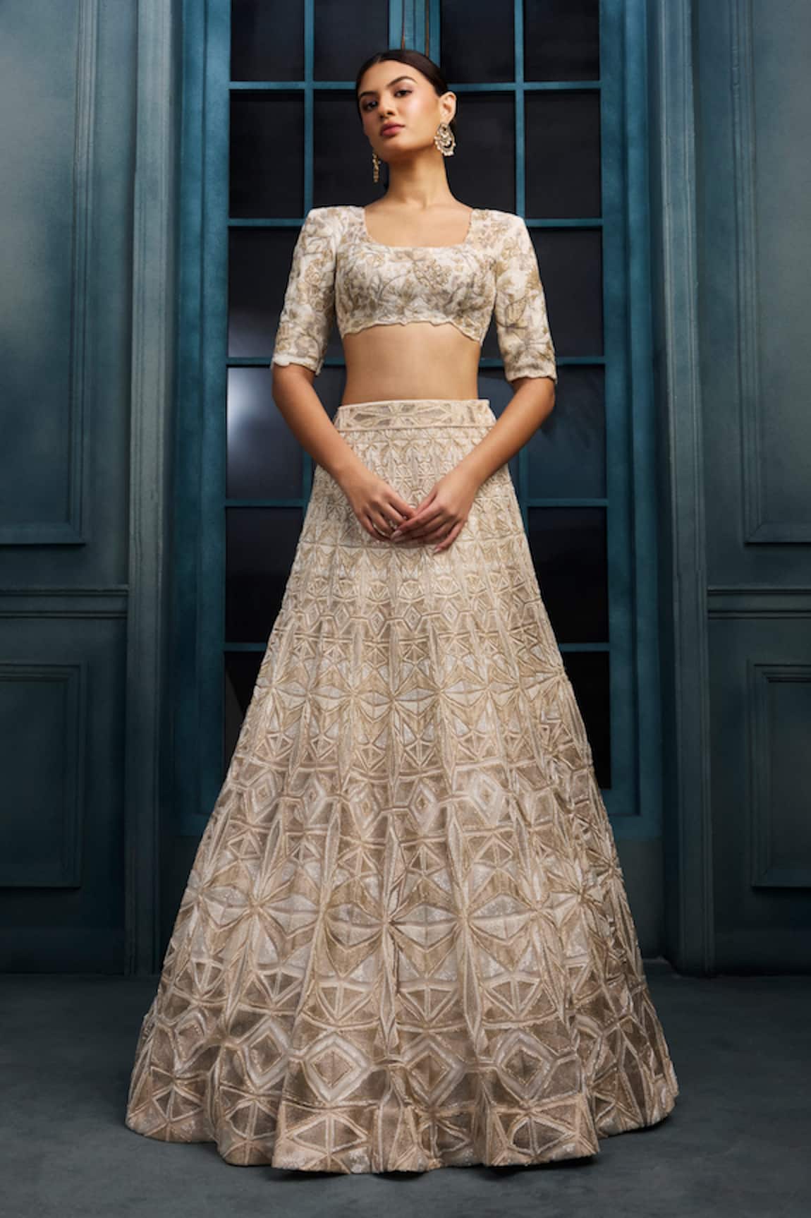 Ritika Mirchandani Halo Floral Embroidered Blouse With Moonlit Lehenga 