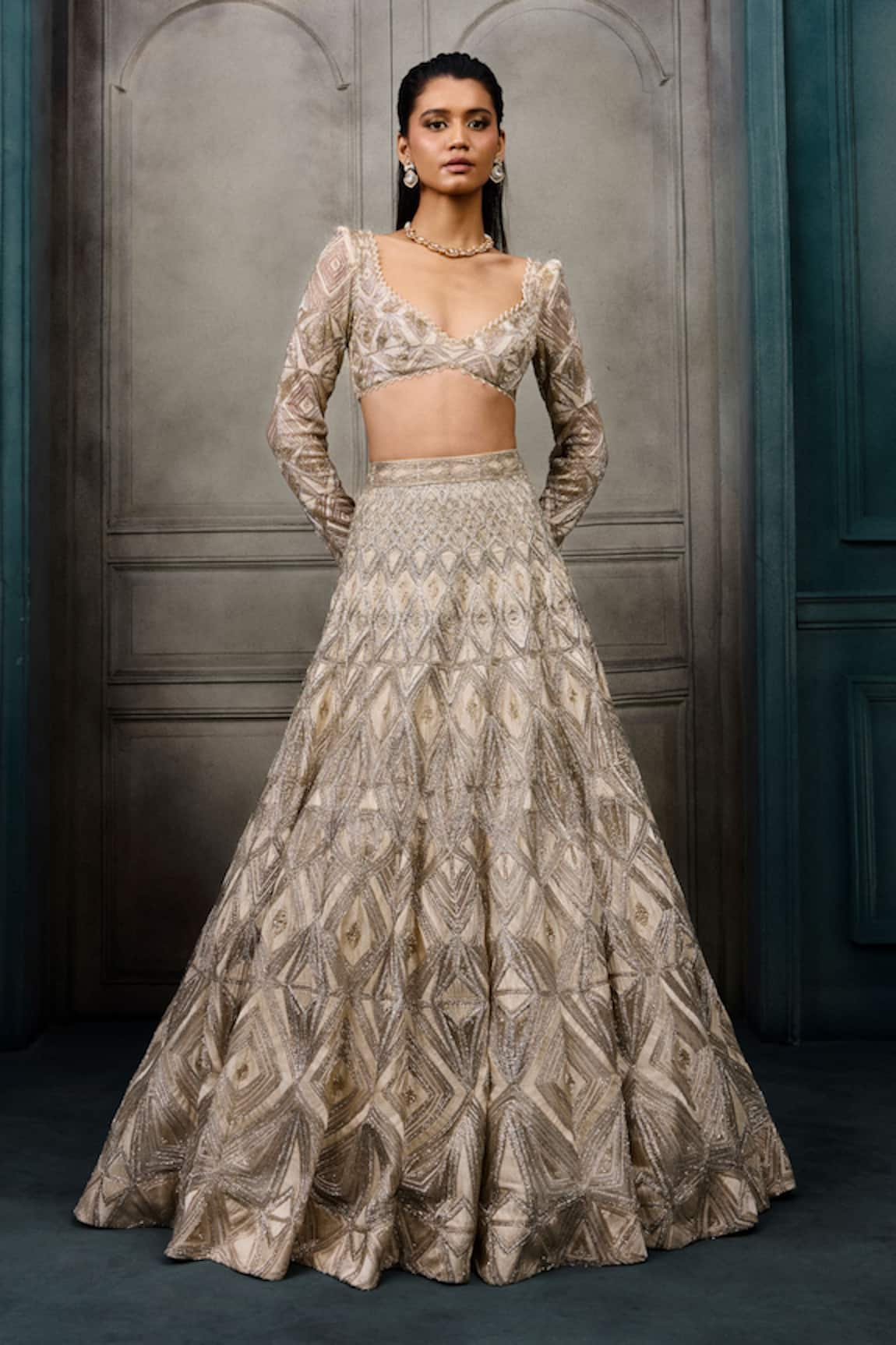 Ritika Mirchandani Eleanor Prism Embroidered Blouse & Lehenga Set 
