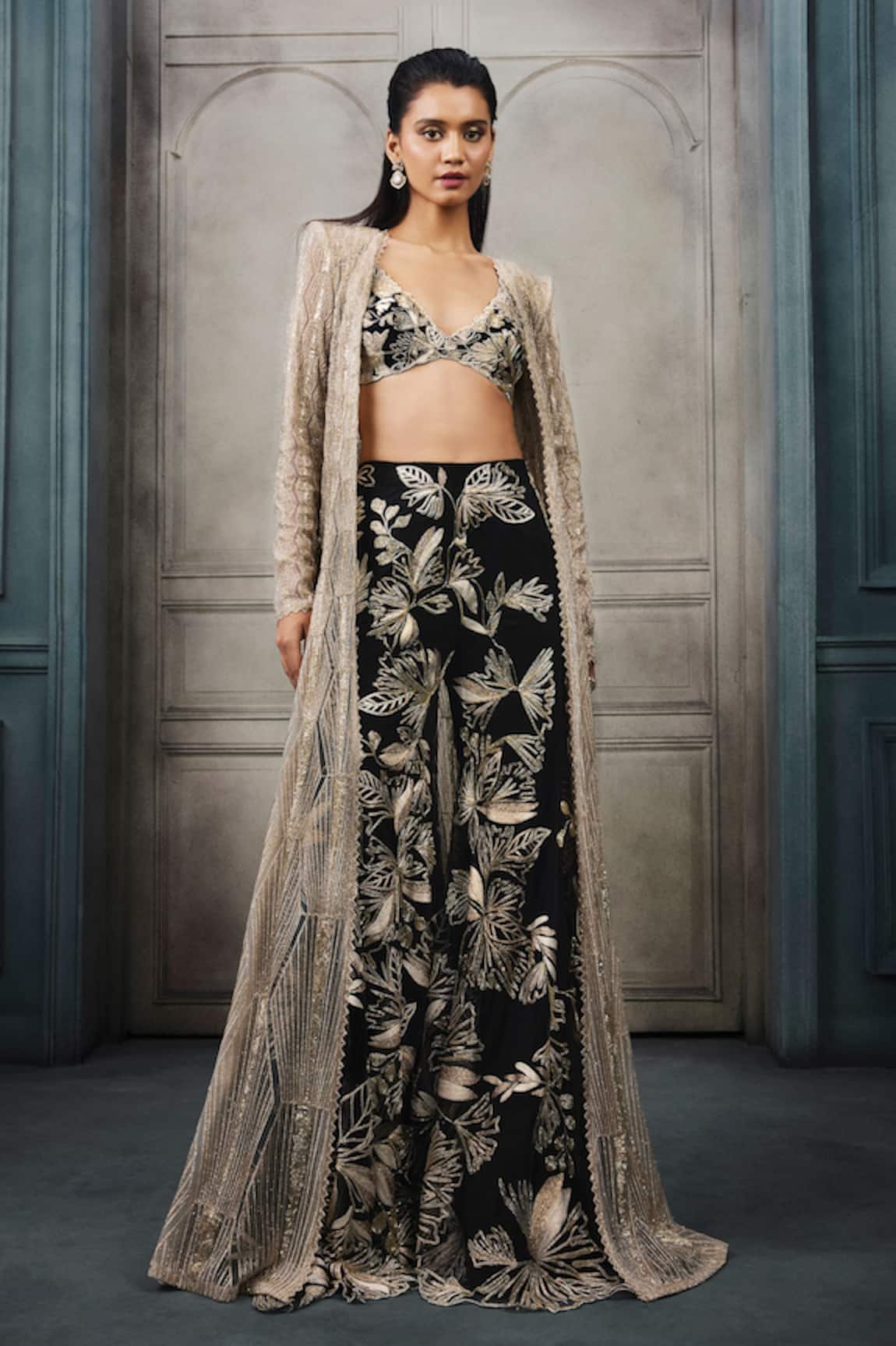 Ritika Mirchandani Margot Crystal Embroidered Jacket Sharara Set 