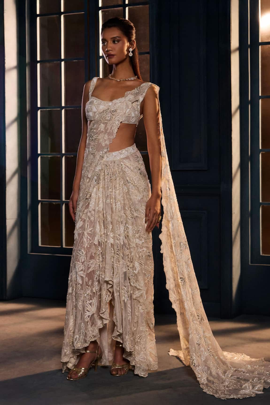 Ritika Mirchandani Constella Pearl Embroidered Lehenga Saree With Blouse 