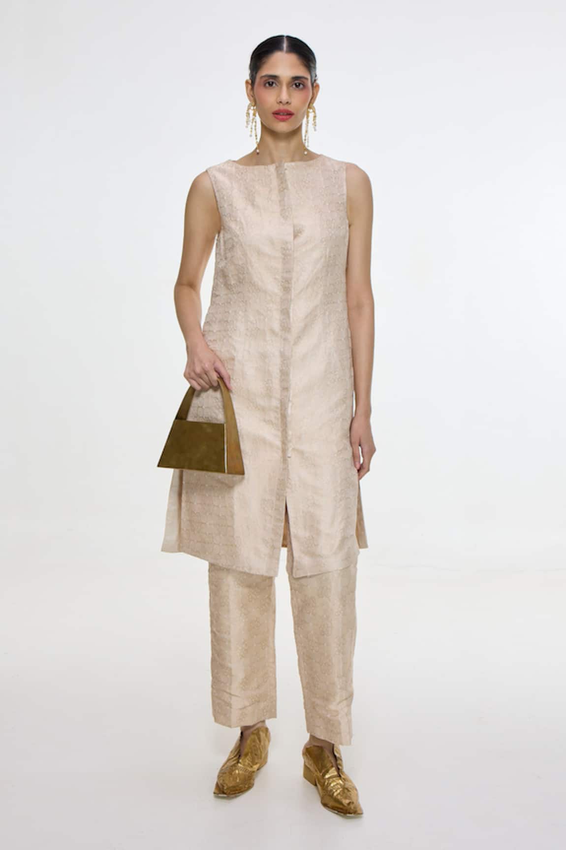 Ekaya Banaras Handwoven Banarasi Tanchoi Jacket & Pant Set