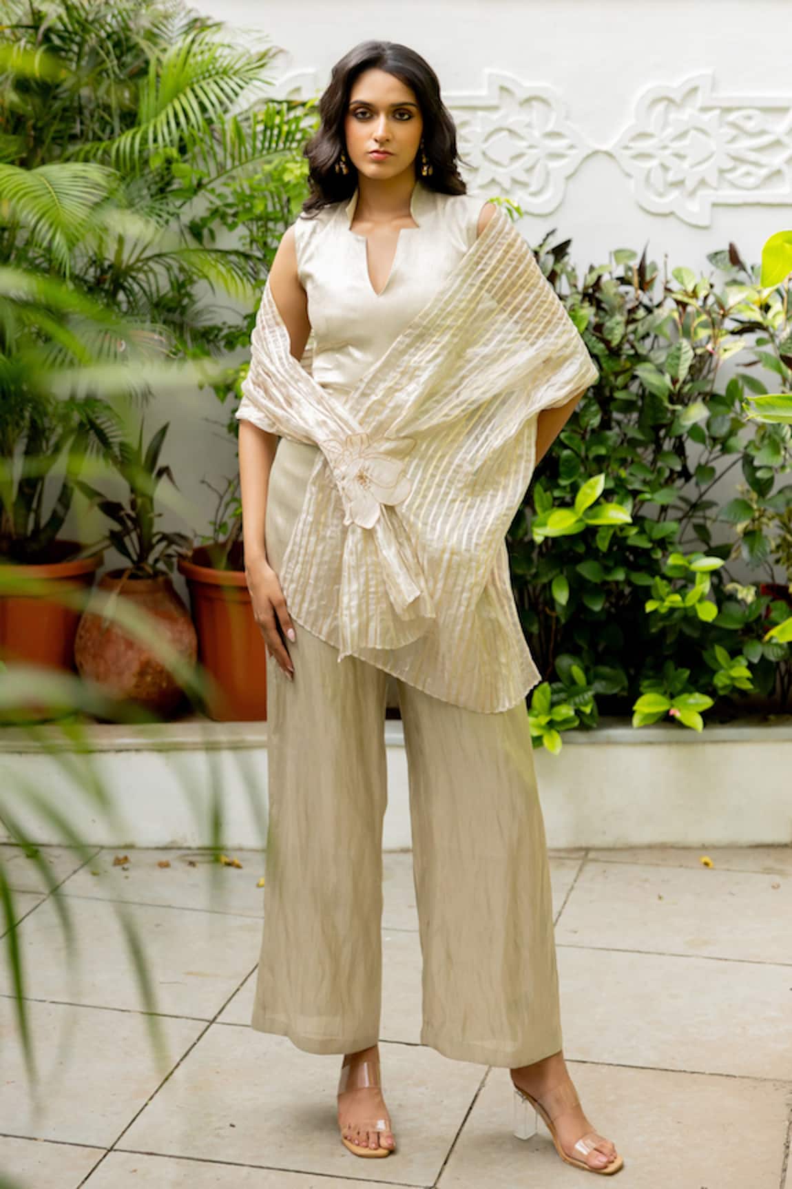 Chambray & CO. Nirjari Jumpsuit & Striped Cape Set