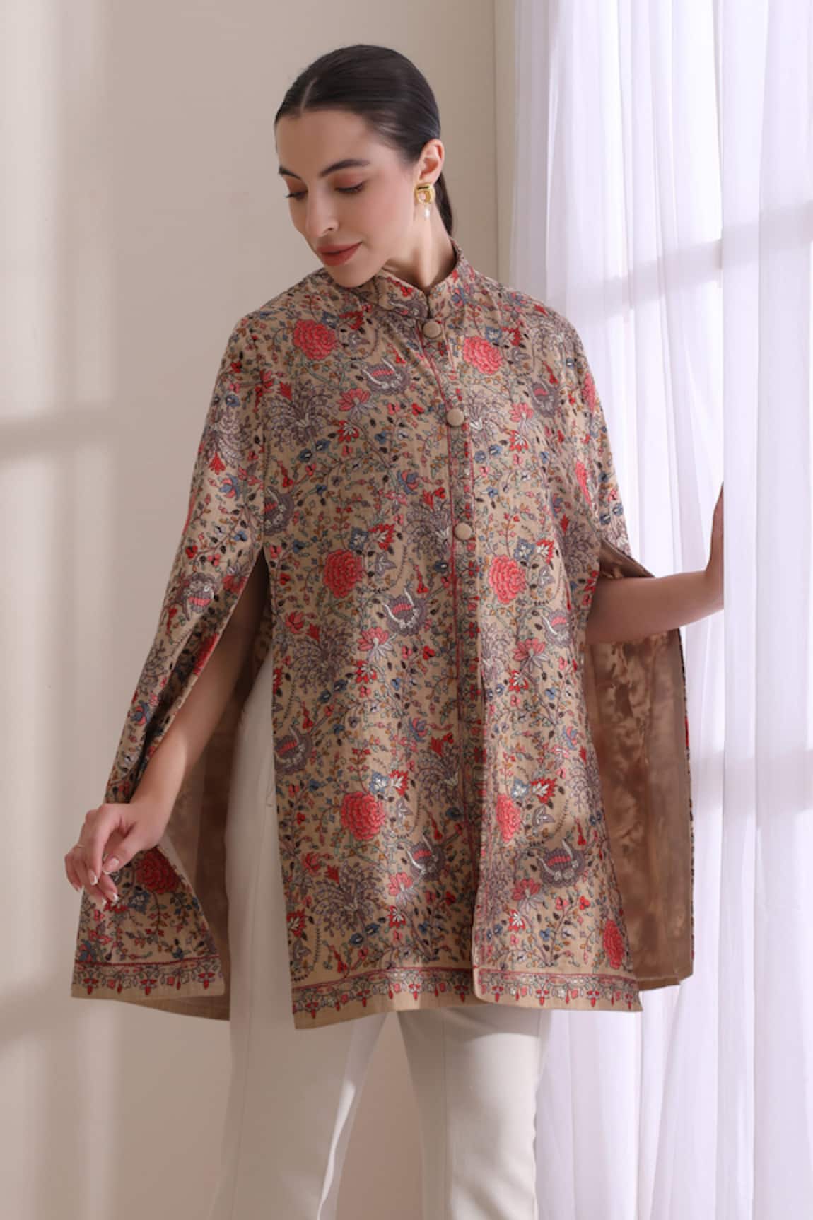 Dusala Gulab Embroidered Cape