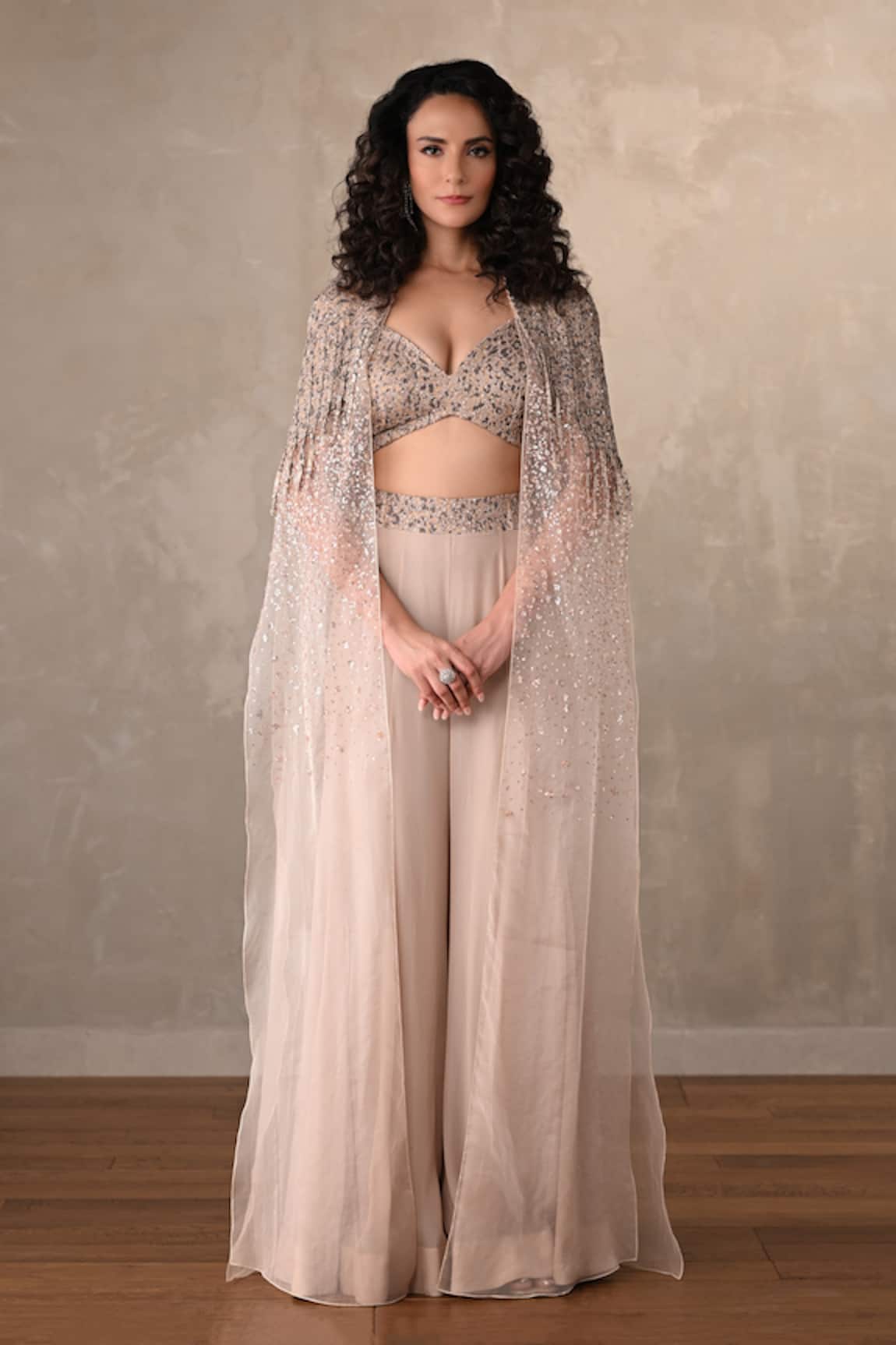 Onaya Sequined Cape & Pant Set 