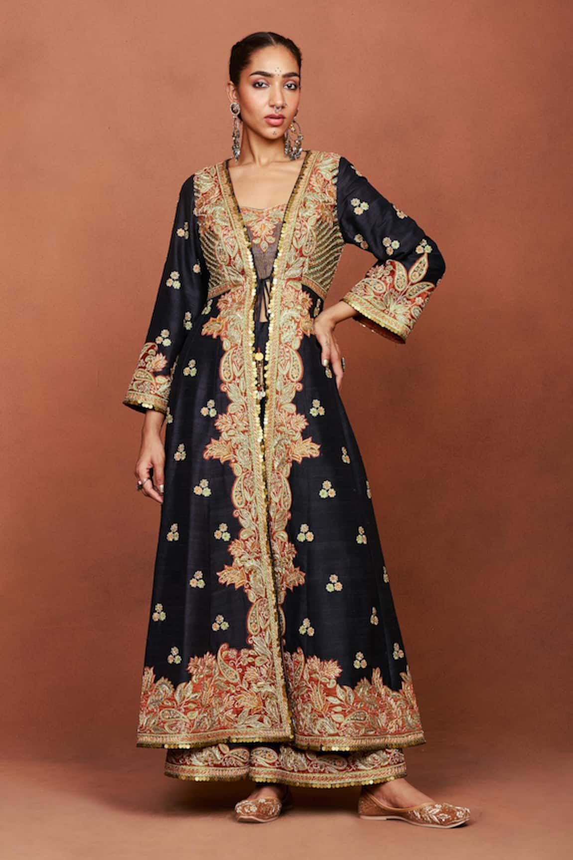 Sue Mue Nazakat Applique Jacket Palazzo Set