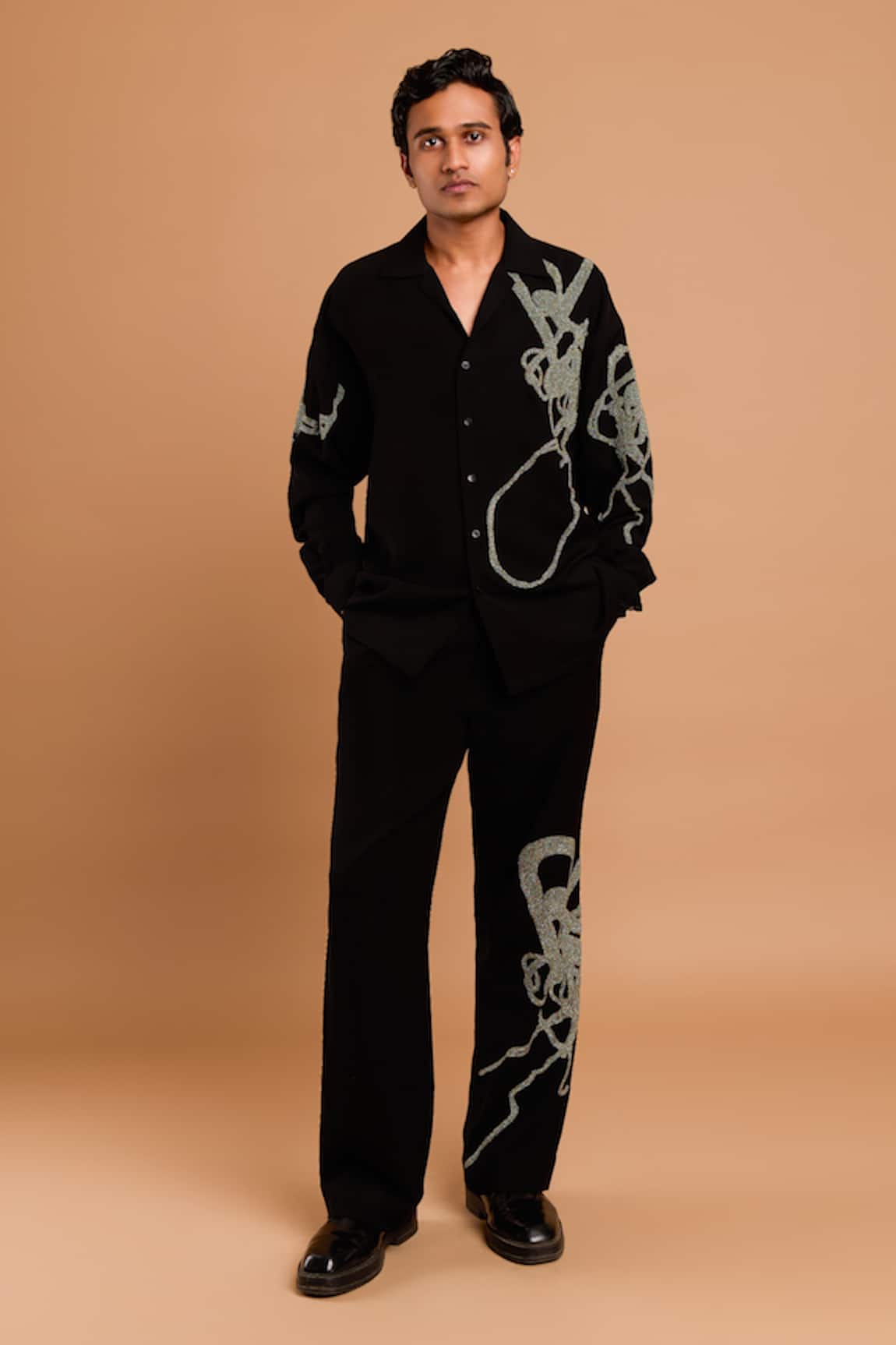 Rohit Doshi Abstract Thread Embroidered Shirt & Pant Set