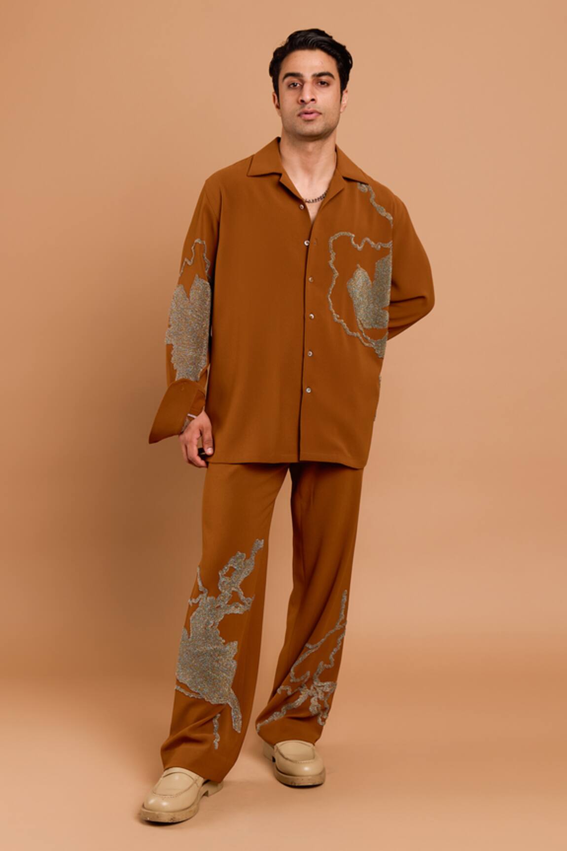 Rohit Doshi Abstract Motif Embroidered Shirt & Pant Set