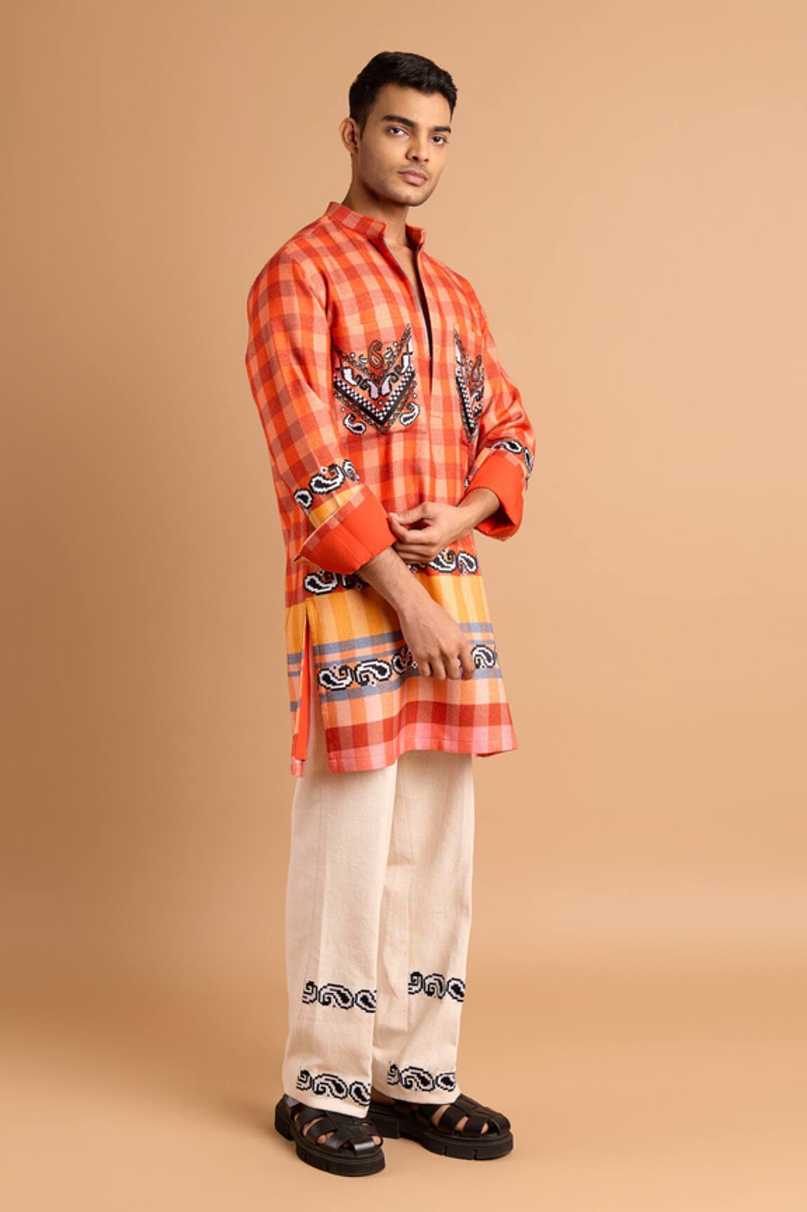 Rohit Doshi Checkered Print Kurta Set