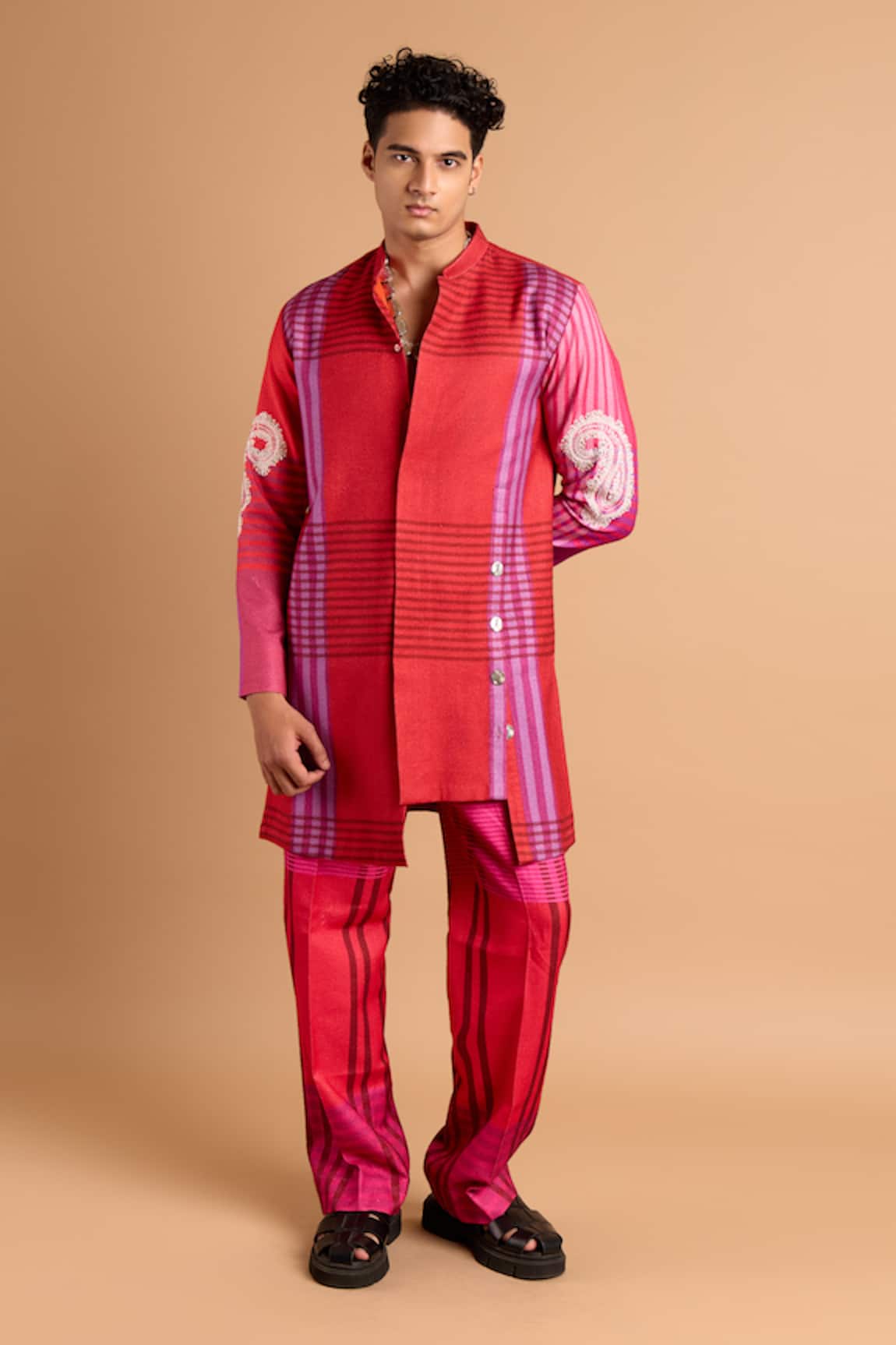 Rohit Doshi Striped Print Kurta & Pant Set