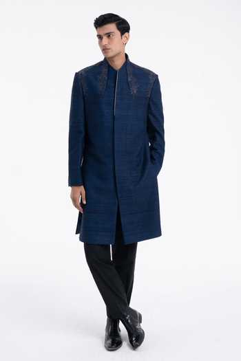 Dhruv Vaish High Neck Embroidered Sherwani Set