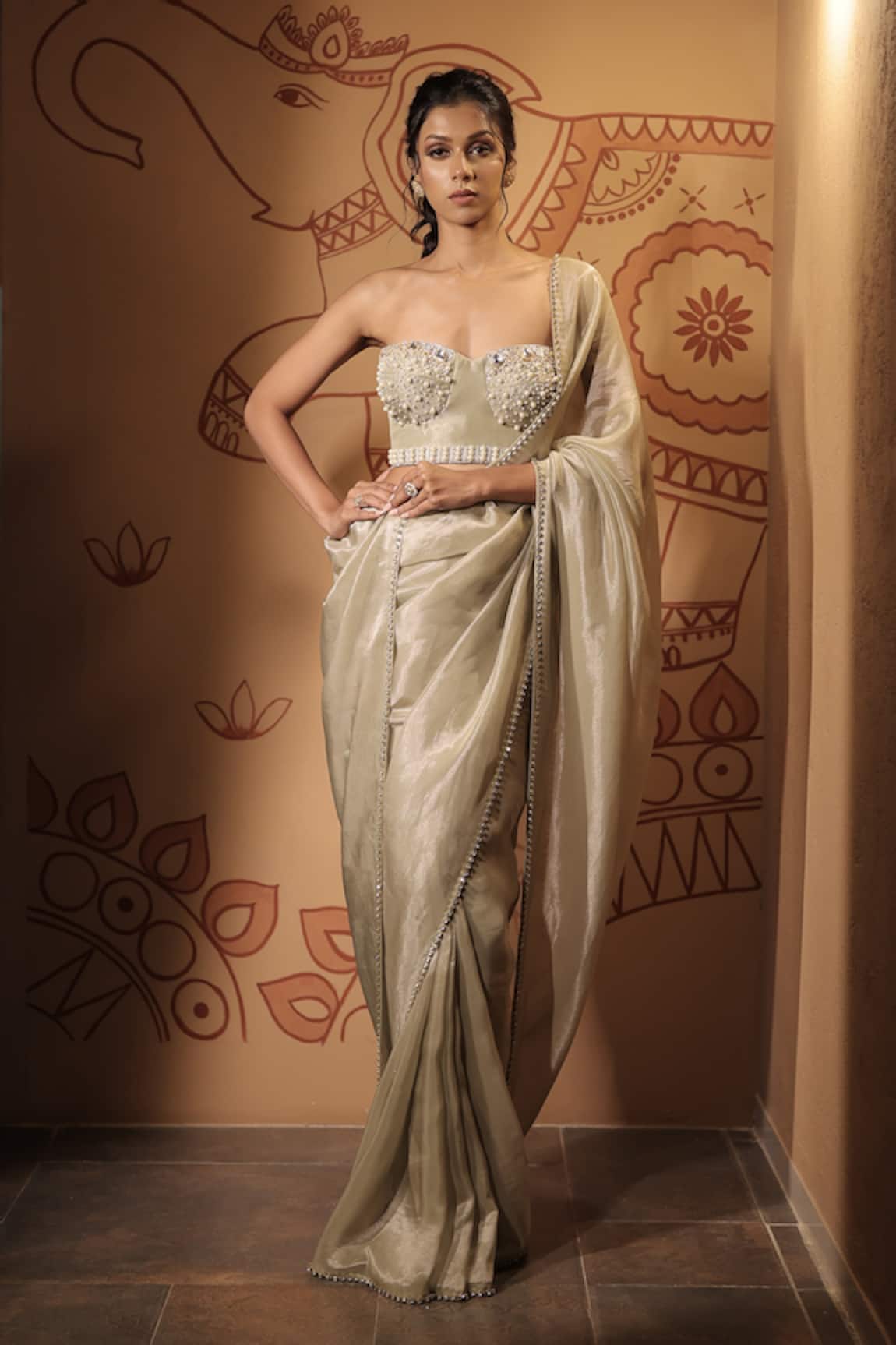 Vana Ethnics The Nirvana Border Embellished Saree With Blouse 