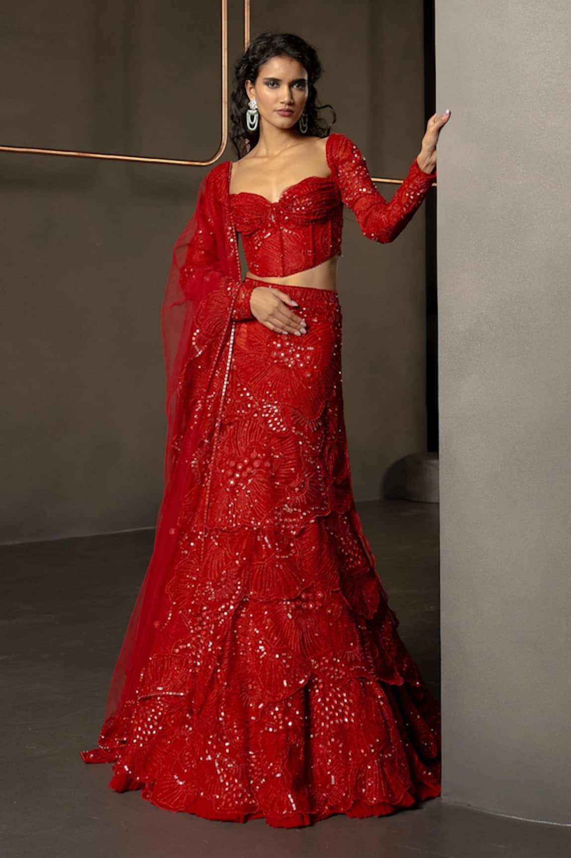 Mishru Rossa Embellished Corset Skirt Set