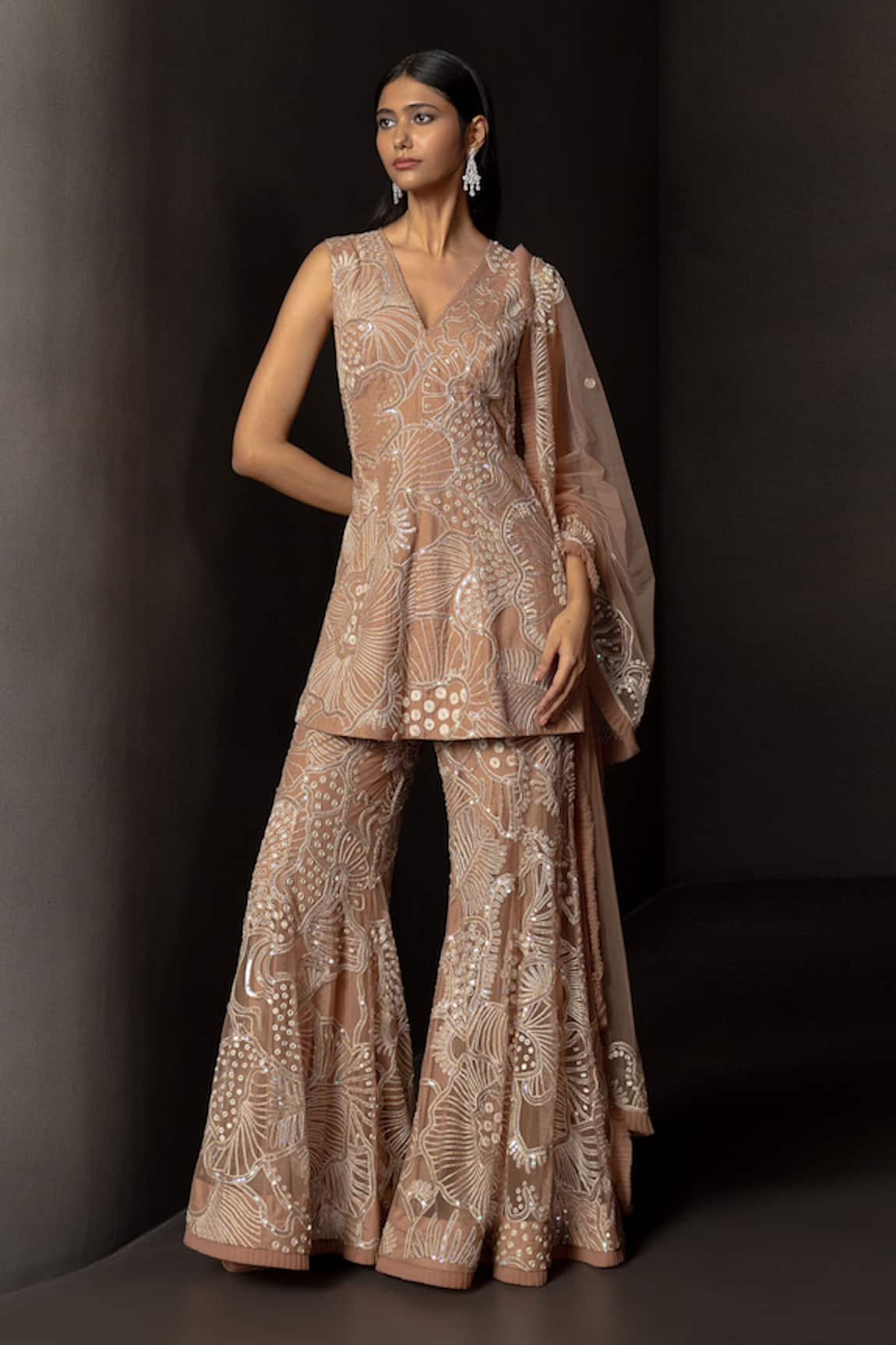 Mishru Avisa Embroidered Short Kurta Sharara Set